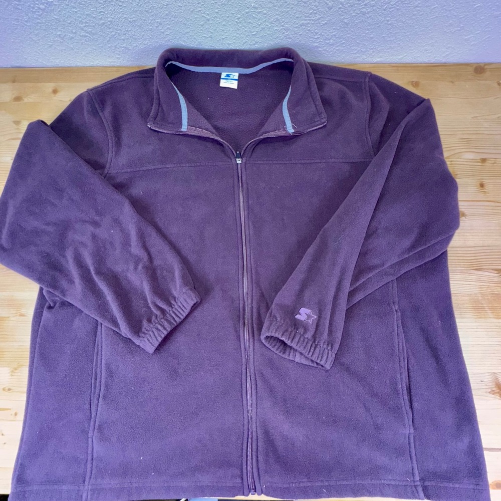 Vintage Starter Men's 2XL Purple Full Zip Fleece Jacket Y2K‎ Embroidered Logo
